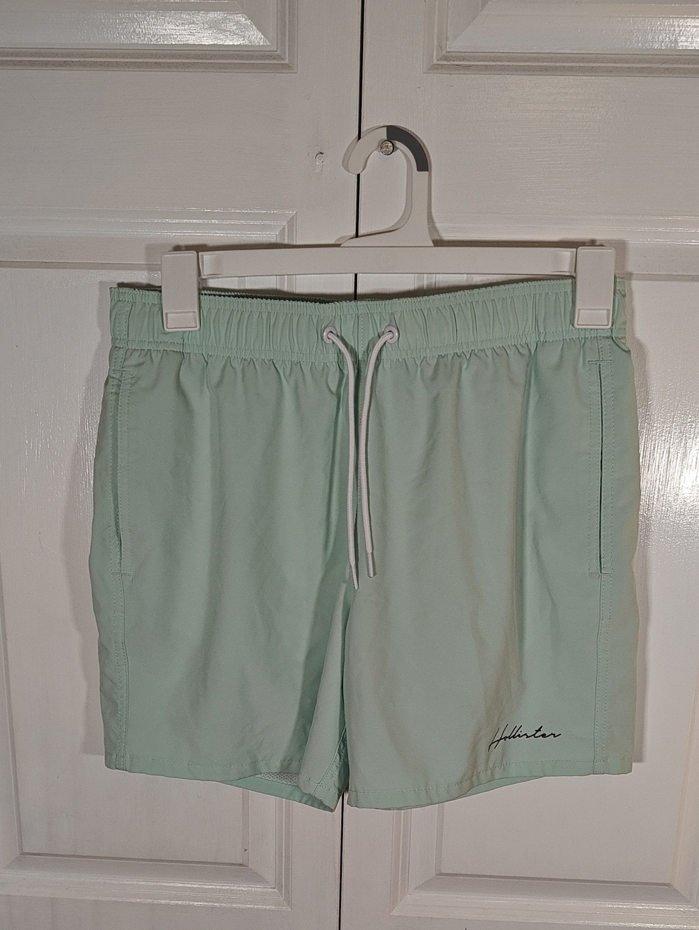 Hollister Mens Light Mint Green Quick Dry Swim Trunks Medium